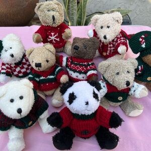 Festive Plush Bear and Panda Collection